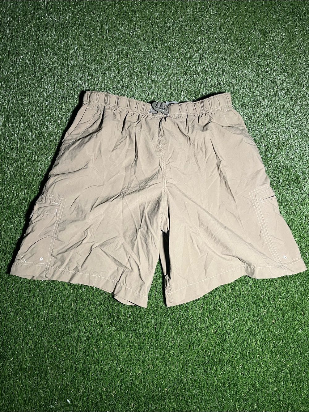 Men's XL Columba Lightweight Beige Athletic Cargo Shorts W/ Mesh Liner